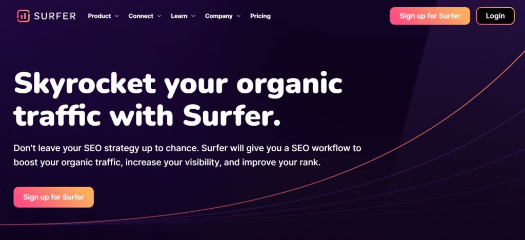 Outils d'optimisation et de création de contenu de Surfer SEO AI (Capture d'écran)