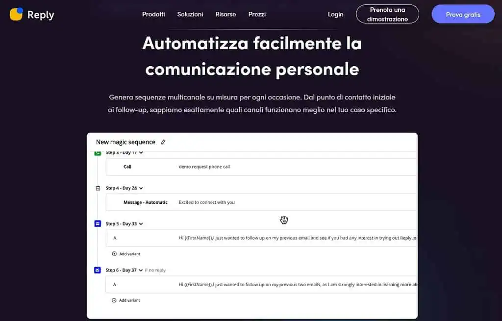 Reply.io AI tools for sales and mail teams (capture d'écran)