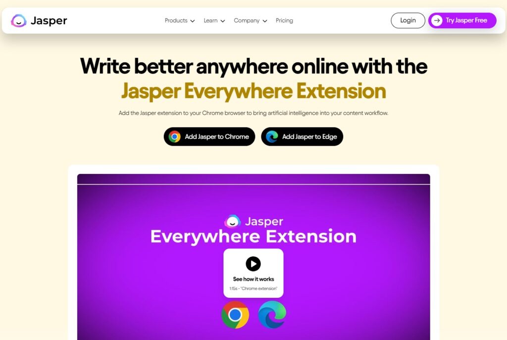 Extension Google Chrome de Jasper AI